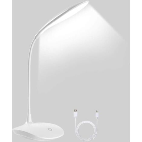 Lampe LED Bureau Rechargeable Lampe à Pince Flexible 360°, 1200mAh, Réglage Tactile de Luminosité (1/4)