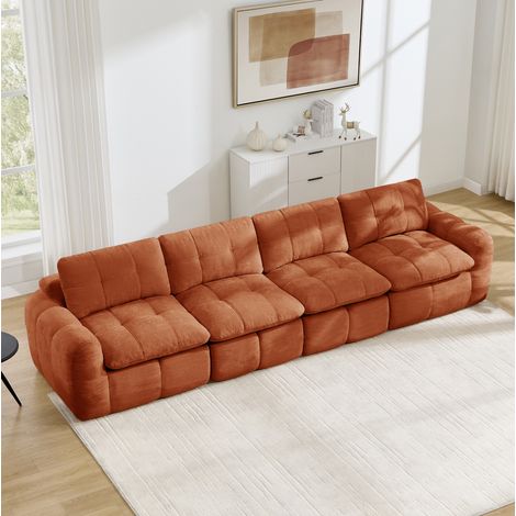 Modulares 4-Sitzer-Sofa ohne Montage, orange Chenille, 334 x 97 x 68 cm OKMYHOME (1/5)