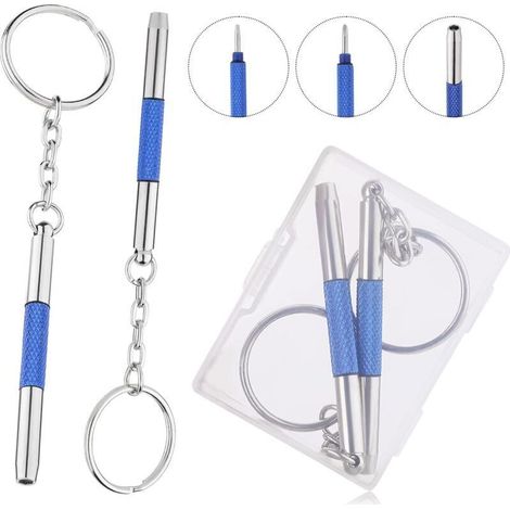 3-in-1 Pocket Eyeglass Repair Screwdriver – 2 Pieces with Phillips, Flathead, and Nut Holder Bits in Stainless Steel