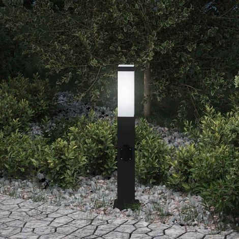 vidaXL Lampada a paletto con presa elettrica 50 cm Nera IP44