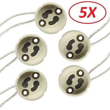 Lot de 5 Douilles Culot GU10 pour Ampoule Halogène ou Led - Lot de 5 Douilles Culot GU10 pour Ampoule Halogène ou Led (1/4)