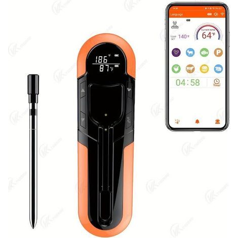 Termometro per carne wireless, app di controllo remoto intelligente, termometro digitale Bluetooth per alimenti con sonda impermeabile - Crezuo