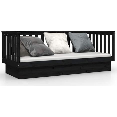 Maison Exclusive - Sofá cama madera maciza de pino negro 75x190 c (1/5)