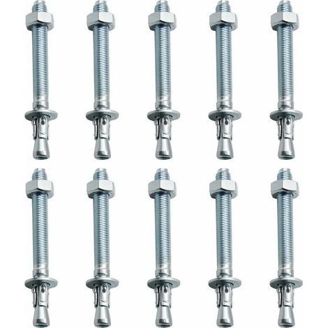 Chevilles d'ancrage M10 pour charges lourdes - Lot de 10 pièces en acier galvanisé (1/5)