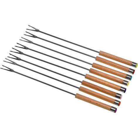 Lot de 8 fourchettes avec manche en bois pour appareil a fondue LAGRANGE - C013407