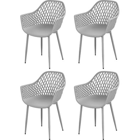 H.J WeDoo Chaise de Jardin Lot de 6, Chaise de Jardin Exterieur, Coque en PP, Structure en métal, accoudoirs, Patins réglables en Hauteur, Charge maximale 120 kg, Girs (1/5)
