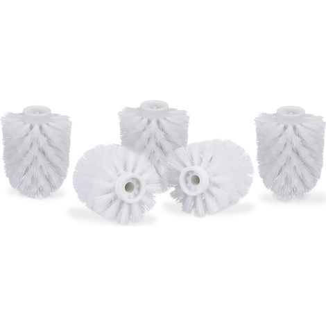 Relaxdays Toilet Brush Head Set of 5, Loose Toilet Brushes, 9.5 mm Threads, Replacement Heads, Diameter 7 cm, White (1/5)