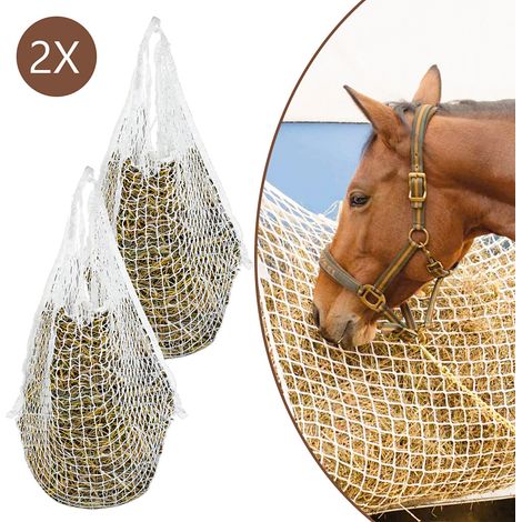 Wolketon Rete da Fieno Maglia Bianca Borsa da Fieno a Forma di Fieno per Tutta la Giornata Grande Borsa per Mangime con Piccoli Fori per Cavalli 2 pezzo 120 x 90 cm (1/5)