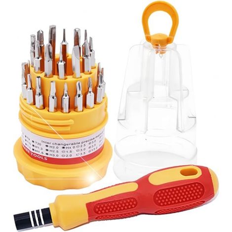 Kit de tournevis magnétique 31 en 1 avec poignée antidérapante, petit tournevis pour réparation d'iPhone, iPad, ordinateur, montre, lunettes, appareil photo, électronique (1/5)