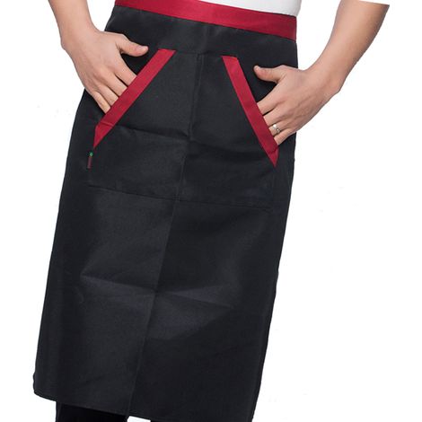 Lot de 2 tabliers de chef pour homme, en polyester doux, absorbant l'humidité et respirant, avec poches, pour hôtels, restaurants et bars (noir). (1/5)