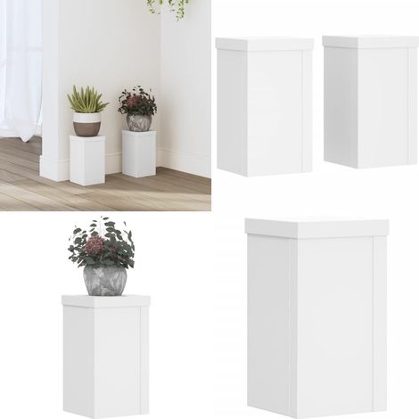 Pflanzenständer 2 Stk. Weiß 10x10x18 cm Holzwerkstoff - Blumenständer - Pflanzenständer - Indoor Pflanzenhalter - Wohnzimmer Dekoration - Minimalistisches Design - Home & Living (1/5)