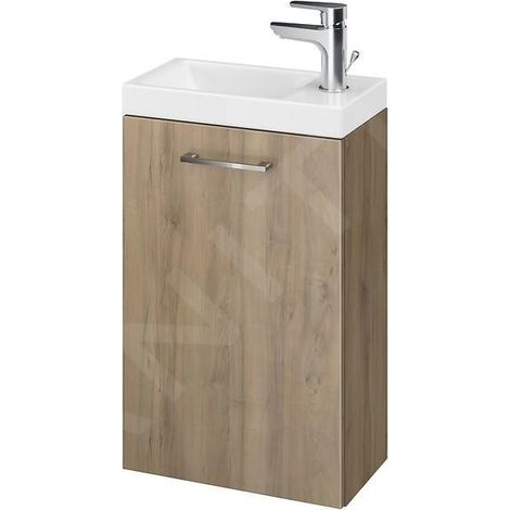 Cersanit Lara - Meuble avec lavabo, 59x39x22 cm, 1 porte, charnières G/D, noyer S801-188-DSM (1/3)