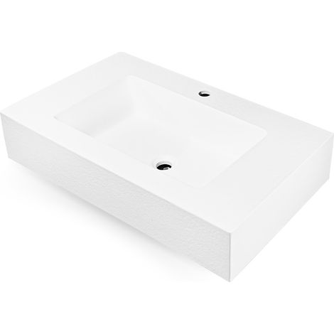 Ogomondo top lavabo sospeso in materiale marmo resina finitura asfalto misure 100x46x15 cm - tinta bianco - confezione 1