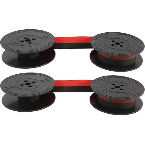 Lot de 2 rubans de rechange pour machine à écrire, bobines doubles rouges et noires, compatibles avec la plupart des machines à écrire. (1/4)