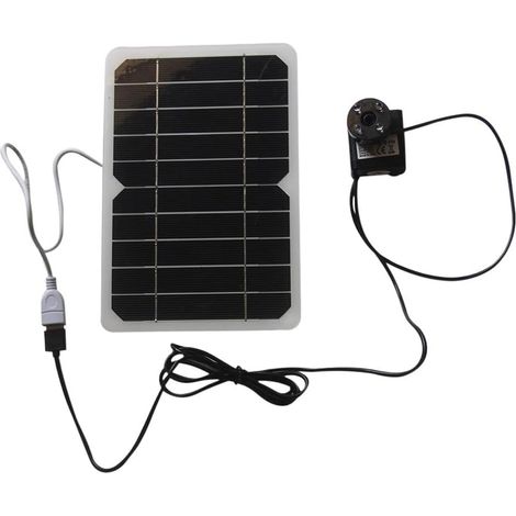 Fontaine solaire 5W avec panneau monocristallin et sortie USB, débit 120L/h pour bassin de jardin ou bain d'oiseaux, noir (1/5)