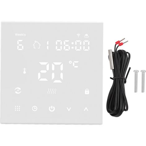 Thermostat intelligent digital tactile programmable WiFi 90‑240V pour maison, écran tactile, application mobile et commande vocale