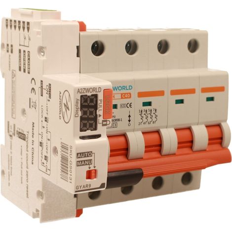 MCB Interruttore Magnetotermico Trifase Con Riarmo Automatico, 380V Curva C 4P 5M 10000A AC 400V PB8H, 3 Tentativi (10s/60s/300s), Corrente Disponibili 10A 16A 20A 25A 32A 40A 50A 63A  (C40A)
