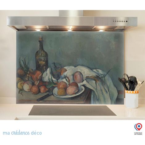 Fond de hotte : Paul Cézanne, Nature morte aux oignons - Verre trempé - 90 cm - 60 cm (1/5)