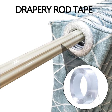 Lot de 5 mètres de ruban anti-blocage transparent pour barres de douche, compatible avec les barres en forme de U/I, élimine le bruit et protège le rail.