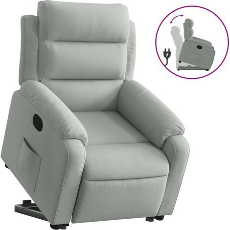 Maison Exclusive - Relaxsessel mit Aufstehhilfe Hellgrau Samt