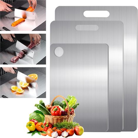 3er-Set Titan-Schneidebretter – doppelseitig, lebensmittelecht, porenfrei für Fleisch, Obst und Gemüse – mikroplastikfrei, geruchsneutral, sicher