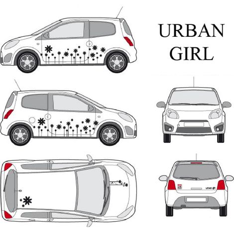 Set complet Adhesifs -URBAN GIRL- Noir - Taille S - Car Deco