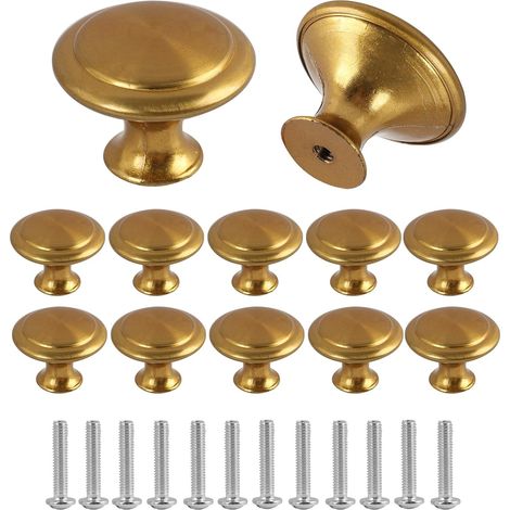 12PCS Boutons Placard Vintage en Laiton Antique de 30mm Boutons Ronds per Armoire, Poignées Élégantes en Laiton per Meubles de Cuisine, Alliage de Zinc Robuste, Monture Facile avec Vis Incluse (1/5)
