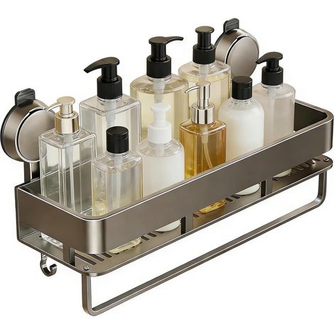 Étagère de douche à ventouse , organisateur produits toilette mural pour salle bain , sans perçage ,