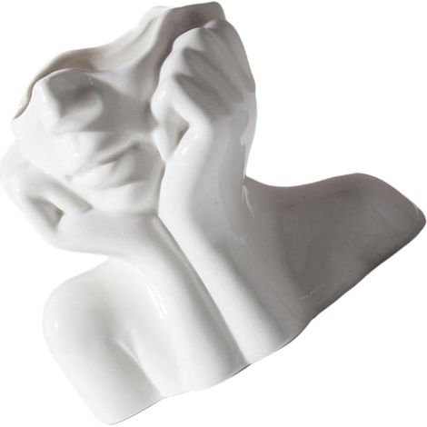 Vase Floral Artistique en Céramique Corps Humain 25 Cm Couleur Blanche Décoration Intérieure Salon Maison Vase pour Arrangement Floral Séché Unique (1/5)
