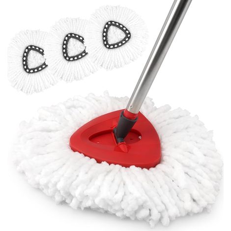 Lot de 3 têtes de rechange compatibles avec la tête de balai triangulaire , recharge réutilisable en microfibre pour un nettoyage facile et lavable en machine (1/5)