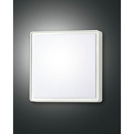 Plafonnier Led Oban 15 W 1750 Lm 3000 K Blanc Polycarbonate Ip65 - Fabriqué En Italie, Design Carré Compact Et Résistant - Code : 3205-61-102
