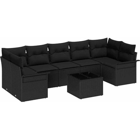 Maison Exclusive - Gartensofa-set mit Kissen 8 pcs Schwarz Poly-R
