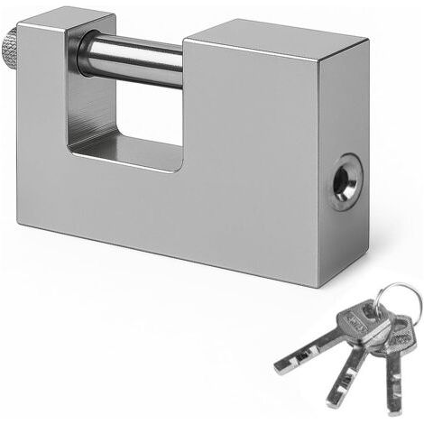 Cadenas de transport haute sécurité renforcé, idéal pour les garages, entrepôts, portes et abris de jardin. Résistant aux intempéries, il est fourni avec 3 clés (argentées). (1/5)