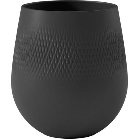 Villeroy & Boch Collier Noir Vaso carré Grande, Porcellana Premium, Nero, 200 mm (1/5)