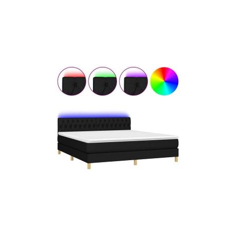 Sommier à lattes de lit avec matelas LED Noir 180x200 Tissu (1/5)
