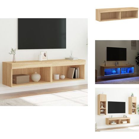 Meubles TV avec lumières LED 2 pcs chêne sonoma 60x30x30 cm - Meuble Tv - Meuble Téléviseur - Support Tv - Éclairage Led - Meuble Audiovisuel (1/5)