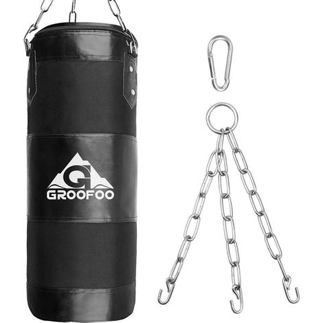Sac De Frappe Oxford Ultra-Résistant 80x28 Pour Enfants, Adolescents Et Adultes, Sac Vide Avec Chaîne De Fixation, Pour L'entraînement De Boxe, Mma, Muay Thaï, Noir (1/5)