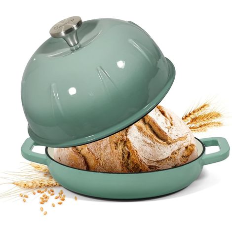 5L Enameled Cast Iron Sourdough Dutch Oven with Domed Lid, Cast Iron Bread Casserole - Standard, Sea Salt Green (1/5)
