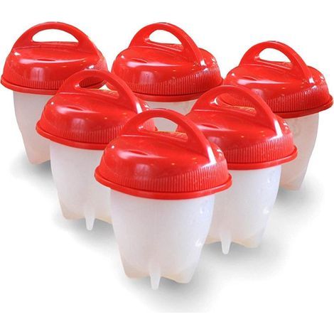 6 pièces chaudière à oeufs chaudière à oeufs ensemble de chaudière à oeufs en silicone sans coquille coquetier oeuf à la coque ustensiles de cuisine antiadhésifs chaudière à oeufs durs et mous (1/5)