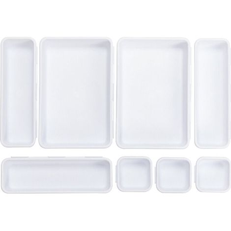 Cajones de almacenamiento, sistema de almacenamiento de cocina, organizadores de cajones, cajas apilables de plástico transparente con bandejas para almacenamiento en cajones, organizadores de cajones (1/5)