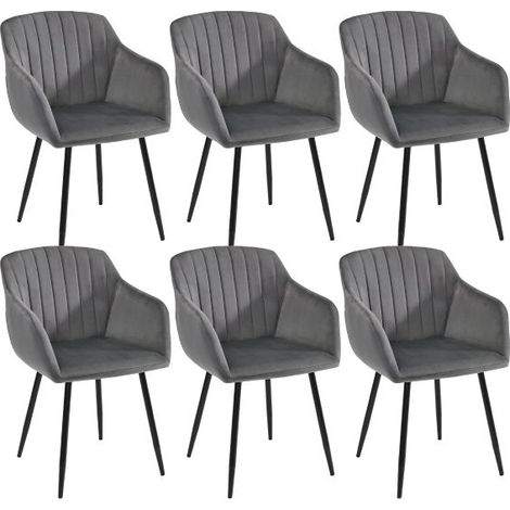 Goeurvant Minimalistische Esszimmerstühle mit breiter Sitzfläche und ergonomischen Armlehnen, Kombination aus Komfort und Eleganz - 6er Set - Dunkelgrau