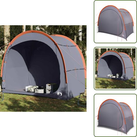 Familien-Camping - vidaXL Beistellzelt Grau und Orange Wasserdicht - Stauraum (1/5)