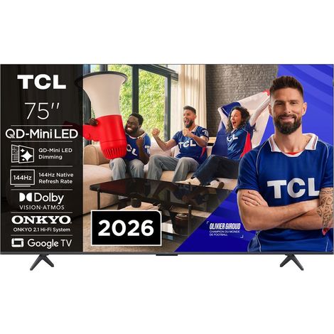 Téléviseur TCL QD-Mini LED 75P89L 75 pouces 4K Google TV 144 Hz Dolby Atmos Bluetooth 5.4
