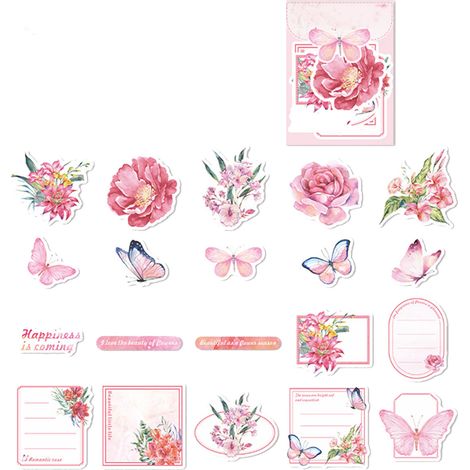 40 Feuilles Autocollants Fleurs Colorés Vifs Design Mignon Déco Stickers DIY Carnet Journal Type 1 (1/5)