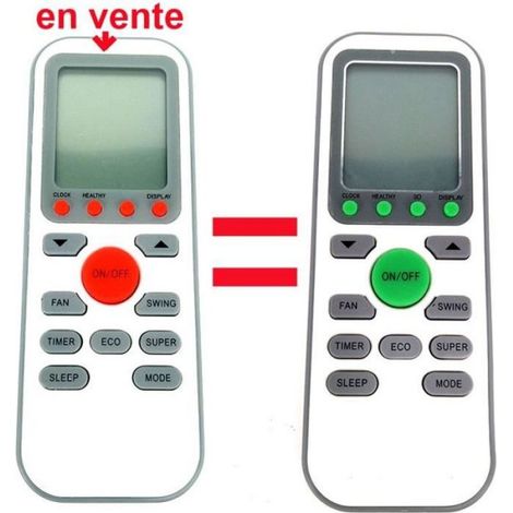 REMPLACEMENT AIRTON TÉLÉCOMMANDE CLIMATISEUR TAC 09CHSA/H REF: 405593 TAC 12CHSA/H REF: 405594 TAC 18CHSA/H REF: 405595 (1/2)
