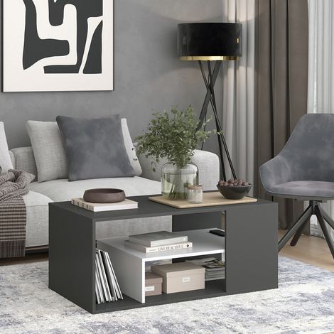Couchtisch Edgar, Anthrazit/Weiß, 110 x 59 cm, Vicco