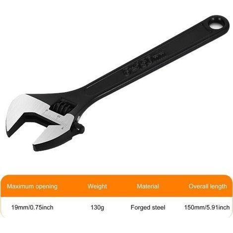 150-mm-Verstellschlüssel – Kleiner, rostbeständiger Verstellschlüssel mit 19-mm-Backe – Ideal für Sanitärarbeiten, Fahrradreparaturen und Heimwerkerarbeiten (1/3)