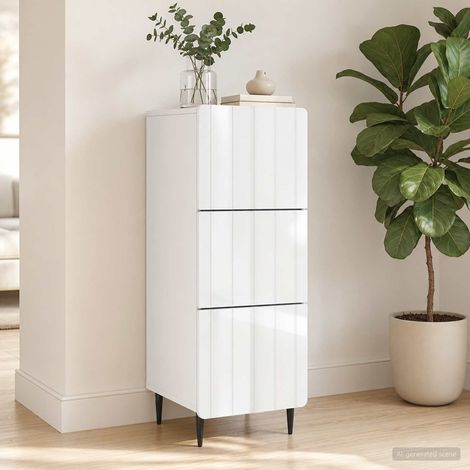 vidaXL Mobile con Cassetti Bianco Lucido 33 x 34,5 x 92 cm