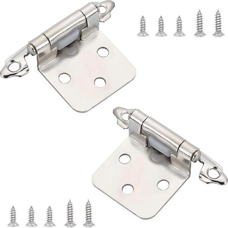 2 Pièces Charnière de Placard 1/2", Semi - Caché Charnières, Charnières de Placard à Fermeture Automatique, pour Portes D’armoire, Argent