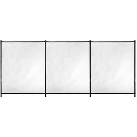 GRE – Barrière de piscine souple pré-montée 3m x H 1,33m – Toile recoupable – 4 poteaux en aluminium – Caches discrets pour inserts (1/5)